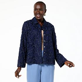 "As Is" WynneCollection Floral Jacquard Shirt