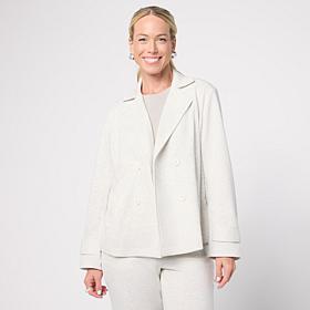 "As Is" WynneCollection French Terry Double-Breasted Short JacketDo...
