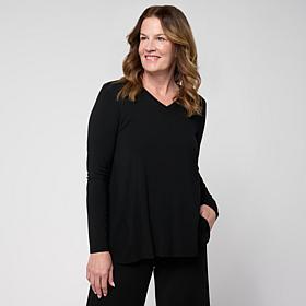 "As Is" WynneCollection Long-Sleeve Jersey Knit V-Neck Top