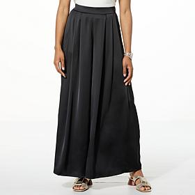 "As Is" WynneCollection Pleated Satin Wide-Leg Trouser
