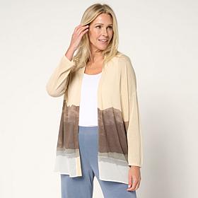 "As Is" WynneCollection Printed Sweater Knit Cardigan