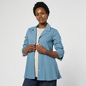 "As Is" WynneCollection Textured Crinkle Button-Down Shirt