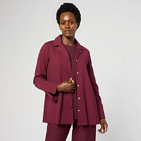 "As Is" WynneCollection Textured Crinkle Button-Down Shirt