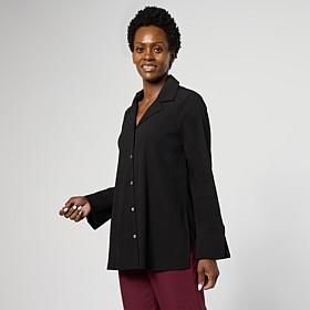 "As Is" WynneCollection Textured Crinkle Button-Down Shirt