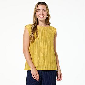 "As Is" WynneCollection Textured Crinkle Sleeveless Top