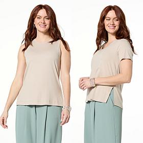 "As Is" WynneLayers 2-pack Micro-Rib Tee & Tank Set