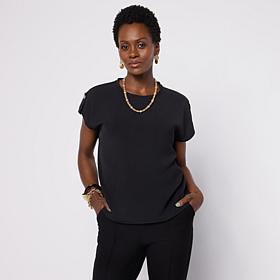 "As Is" WynneLayers Cap-Sleeve Crew-Neck Top
