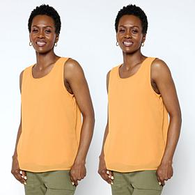 "As Is" WynneLayers Chiffon and Rayon-Spandex Knit 2-pack Tank Set