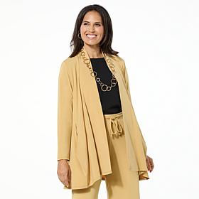 "As Is" WynneLayers Matte Jersey Cardigan with Draped Pockets