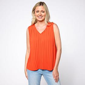 "As Is" WynneLayers Pleated Crepe Knit Tank Top