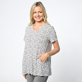 "As Is" WynneLayers Printed Jersey Knit V-Neck Butterfly Tee