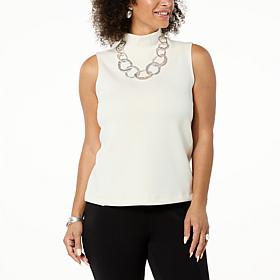 "As Is" WynneLayers Smoothing Scuba Knit Mock-Neck Sleeveless Top