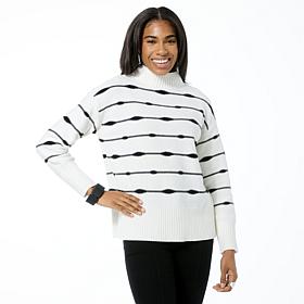 "As Is" WynneLayers Striped Mock-Neck Pullover Sweater