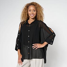 "As Is" WynneLayers Unstructured Chiffon Shirt