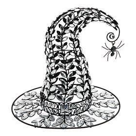 august & leo 10" Jeweled Witch Hat w/Dangling Spider 