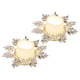 august & leo Jeweled Leaf Candle Holder - Set of 2 