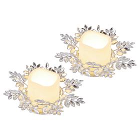 august & leo Jeweled Leaf Candle Holder - Set of 2 