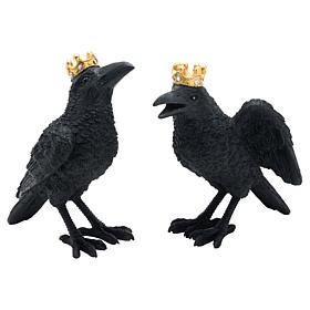 august & leo Set of 2 Jeweled Raven Statues