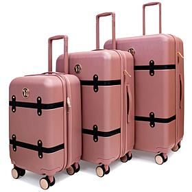 Badgley Mischka Grace 3-Piece Expandable Retro Luggage Set