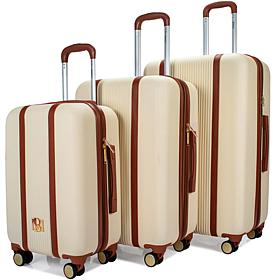 Badgley Mischka Mia 3-Piece Expandable Retro Luggage Set