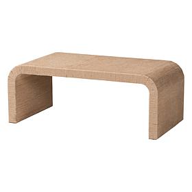 bali and pari Eviana Japandi Waterfall Coffee Table with Woven Jute
