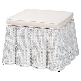 bali and pari Palm Bohemian White Rattan Ottoman