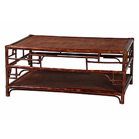 bali and pari Sebalio Rectangular Rattan Coffee Table with Shelf