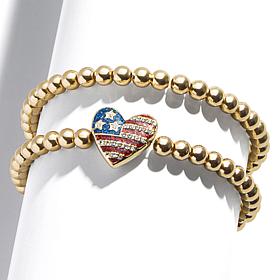 BAUBLEBAR American Flag Heart Pisa Stretch Bracelet 3-piece Set