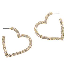BAUBLEBAR Davina Goldtone Sparkle Heart Hoop Earrings 