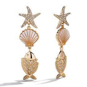 BAUBLEBAR Goldtone Starfish, Simulated Shell and Fish Drop Earrings