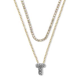 BAUBLEBAR Initial Drop and Tennis Necklace 2-piece Set