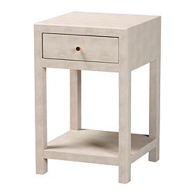 Baxton Studio Dansby Faux Shagreen Wood End Table with Drawer