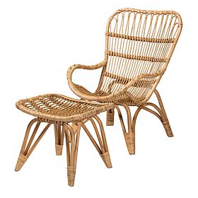 Baxton Studio Earvin Modern Bohemian Rattan 2-Piece Set