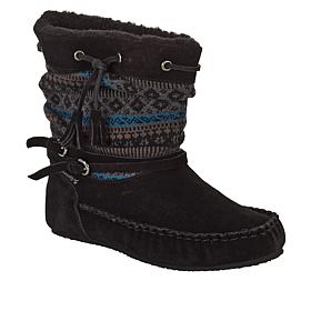 BEARPAW® Cyan Suede and Knit Sheepskin Boot with NeverWet™