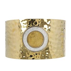 Bellezza 500 Lira Coin Bronze Bold Hammered Cuff