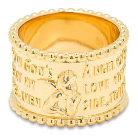 Bellezza Bronze Angel of God Prayer Wide Band Ring