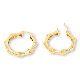 Bellezza Bronze Bamboo Design Goldtone Hoop Earrings