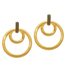 Bellezza Bronze Black Spinel Doorknocker Circle Earrings  