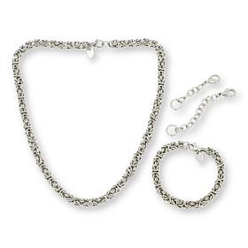 Bellezza Bronze Byzantine Chain Necklace and Bracelet 2-piece Set