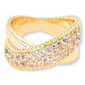 Bellezza Bronze Goldtone 1.12ctw White Topaz Beaded Crossover Ring
