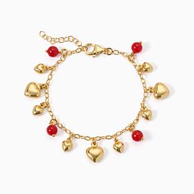Bellezza Bronze Heart Charm Motif & Stone Bracelet