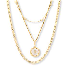 Bellezza Bronze Multi-Chain Layered Necklace Set with Pendant
