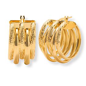 Bellezza Bronze Polished and Diamond-Cut Multi Tube Hoop Earrings