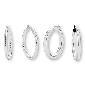 Bellezza Bronze Sparkle and Polished Hoop Earrings Set