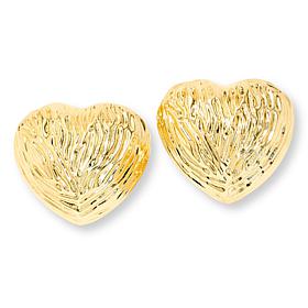 Bellezza Bronze Sparkle Textured Heart Stud Earrings