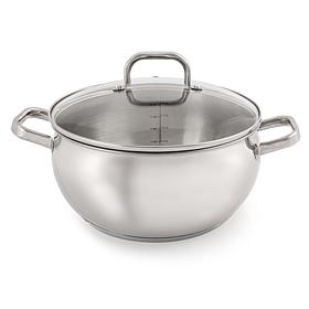 Belly Shape 18/10 SS 9.5" Stock Pot with Glass Lid, 5.5qt.