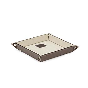 Bey-Berk Brown Leather Valet Tray with Wireless Charger