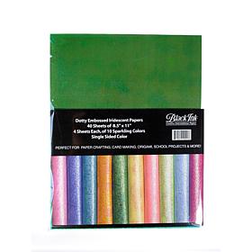 Black Ink Dotty Embossed Iridescent Paper Pack, Assorted - 40 Sheets