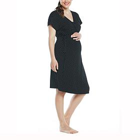 Blooming Women Birthing Wrap Dress & Nursing Poncho Set - Black/Spots