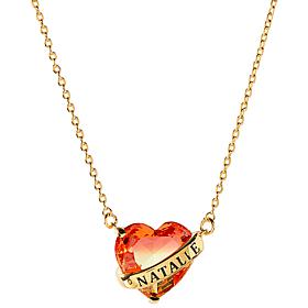 Bold Name Wrapped Iridescent Heart Personalized Necklace